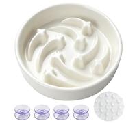 Ceramic Slow Feeder Dog Bowl for Small and Medium Breed 9.05inch Diameter Puzzle Dog Food Bowl Anti-Gulping Stop Bloat Preventing Choking, Beige