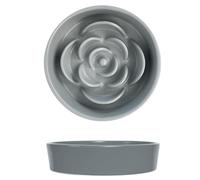 Ceramic Slow Feeder Dog Bowls - Petal Shape Modern Dog Food Dish,Puzzle Maze Bowl Slow Down Eating,Anti-Gulping,Dishwasher & Microwave Safe(Gray,L)