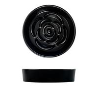 Ceramic Slow Feeder Dog Bowls - Petal Shape Modern Dog Food Dish,Puzzle Maze Bowl Slow Down Eating,Anti-Gulping,Dishwasher & Microwave Safe(Black,L)