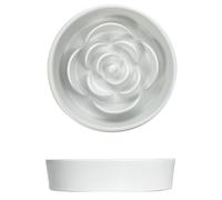 Ceramic Slow Feeder Dog Bowls - Petal Shape Modern Dog Food Dish,Puzzle Maze Bowl Slow Down Eating,Anti-Gulping,Dishwasher & Microwave Safe(White,S)