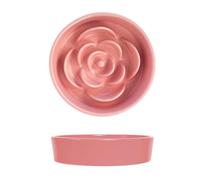 Ceramic Slow Feeder Dog Bowls - Petal Shape Modern Dog Food Dish,Puzzle Maze Bowl Slow Down Eating,Anti-Gulping,Dishwasher & Microwave Safe(Pink,L)
