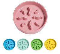Ceramic Slow Feeder Dog Bowls Small Breed, 0.5 Cups Dog Food Dish for Fast Eaters, Puzzle Bowl for Small Dogs and Cats, 5.5 Inch-Pink