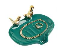 Ceramic Soap Dish - Drain Tray with Drain 14x11x6.5cm | Soap Dish Bathroom Sink Shower | Decorative Bird Pattern | Bathroom Organizer Home Studio Apartment | Design