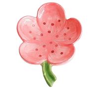 Ceramic Soap Dish for Bathroom, Bar Soap Holder with Drainage, Self-Draining Soap Tray for Countertop, Flower Shaped Soap Container, Cute Soap Saver, Ceramic Jewelry Tray, Peach Blossom, Pink