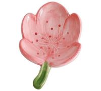 Ceramic Soap Dish for Bathroom, Bar Soap Holder with Drainage, Self-Draining Soap Tray for Countertop, Flower Shaped Soap Container, Cute Soap Saver, Ceramic Jewelry Tray, Tulip, Pink