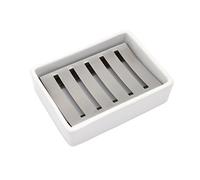 Ceramic Soap Dish Stainless Steel Soap Holder for Bathroom and Shower Double Layer Draining Soap Box by Passionier
