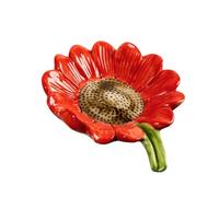 Ceramic Soap Dish Sunflower Shaped Self Draining Tray Pink for Bathroom | 5.91 x 2.36 in, Non-slip, Well Ventilated, Keeps Soap Dry, Vintage Flower Design, Countertop Storage, 1 Pack