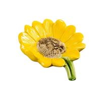 Ceramic Soap Dish Sunflower Shaped Self Draining Tray Pink for Bathroom | 5.91 x 2.36 in, Non-slip, Well Ventilated, Keeps Soap Dry, Vintage Flower Design, Countertop Storage, 1 Pack