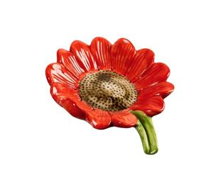 Ceramic Soap Dish Sunflower Shaped Self Draining Tray Pink for Bathroom | 5.91 x 2.36 in, Non-slip, Well Ventilated, Keeps Soap Dry, Vintage Flower Design, Countertop Storage, 1 Pack