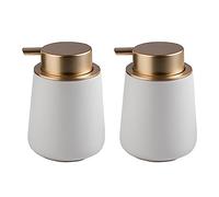 Ceramic Soap Dispenser Bottle, Marble, Two round matte whit