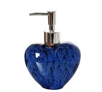 Ceramic Soap Dispenser for Bathroom Kitchen Shower Heart Shaped Decorative Modern Vintage Farmhouse Style Refillable Hand Lotion Pump Bottle for Liquid Soap Shampoo Lotions,Blue