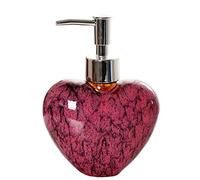 Ceramic Soap Dispenser for Bathroom Kitchen Shower Heart Shaped Decorative Modern Vintage Farmhouse Style Refillable Hand Lotion Pump Bottle for Liquid Soap Shampoo Lotions,Red
