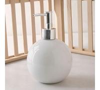 Ceramic Soap Dispenser for Bathroom Kitchen Shower Round Ball Shaped Decorative Modern Minimalist Refillable Hand Lotion Pump Bottle for Liquid Soap Shampoo Lotions White