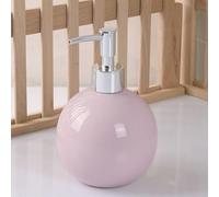 Ceramic Soap Dispenser for Bathroom Kitchen Shower Round Ball Shaped Decorative Modern Minimalist Refillable Hand Lotion Pump Bottle for Liquid Soap Shampoo Lotions Pink