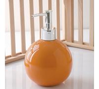 Ceramic Soap Dispenser for Bathroom Kitchen Shower Round Ball Shaped Decorative Modern Minimalist Refillable Hand Lotion Pump Bottle for Liquid Soap Shampoo Lotions Orange
