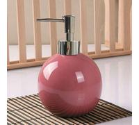 Ceramic Soap Dispenser for Bathroom Kitchen Shower Round Ball Shaped Decorative Modern Minimalist Refillable Hand Lotion Pump Bottle for Liquid Soap Shampoo Lotions Rose Red