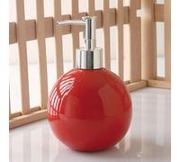 Ceramic Soap Dispenser for Bathroom Kitchen Shower Round Ball Shaped Decorative Modern Minimalist Refillable Hand Lotion Pump Bottle for Liquid Soap Shampoo Lotions Red
