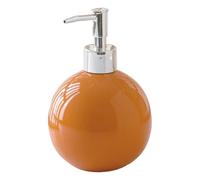 Ceramic Soap Dispenser Round Ball Shaped Refillable Hand Soap Dispenser Decorative Modern Minimalist Hand Lotion Pump Bottle Orange