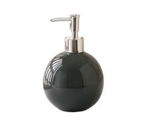 Ceramic Soap Dispenser with Silver Pump, Round Lotion Dispenser Bottle, Refillable Hotel Toilet Empty Reusable Bath Lotion Pump Jar(Dark Grey)
