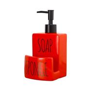 Ceramic soap Dispenser with Sponge Holder for Kitchen Sink Bathroom Counter top Storage and Organization (Red)