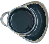Ceramic Soup and Sandwich Bowl with Bread Holder, | Divided Bowl With Raised Partition, Dishwasher And Microwave Safe(Teal Blue)