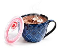 Ceramic Soup Bowl with Handle, 700ml Soup Mug with Lid | Soup Bowls, Large Ceramic Cup for Coffee, Cereal, Oatmeal, Salad, Ramen, Noodle, Ideal Wedding & Housewarming Gift