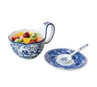Ceramic Soup Bowls 500ml Ceramic Hand-Painted with Loop Handle