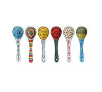 Ceramic Soup Spoons Set of 6-Mutilpurpose for Soup/Cereal/Ramen/Stews | Vibrant Design, Lead-Free & Dishwasher Safe | 6.25" Cute Decorative Spoons for Kitchen & Gifts