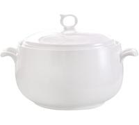 Ceramic Soup Tureen with Lid, 3L Large Capacity, Double Handles, Microwave and Dishwasher Safe, Porcelain Serving, Pure