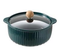 Ceramic Soup Tureen With Lid, Large Capacity Porcelain Soup Bowl 800ML Round Double-Ear Covered Tureen Classic Serving Bowl For Soups For Restaurant Home Kitchen Decoration(Green)