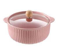 Ceramic Soup Tureen With Lid, Large Capacity Porcelain Soup Bowl 800ML Round Double-Ear Covered Tureen Classic Serving Bowl For Soups For Restaurant Home Kitchen Decoration(A)
