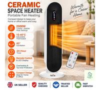 Ceramic Space Heater Indoor Tower Heater with 45 Degree Oscillation Remote Control 24H Timer Tip-Over & Overheating Protection 1200W/2000W PTC Portabl