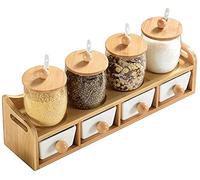 Ceramic Spice Jar Set Spice Bottle Spice Jar Pepper Salt Jar Kitchen Storage Container with Small Spoon.