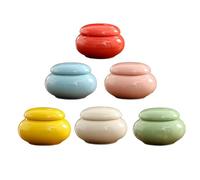Ceramic Spices Jars Set 6 Color Mini Pastel Ceramic Lidded Pots for Cosmetic Creams Memorial Urn for Loved Cat Dog Pet Ash Storage & Display Burial at Home or Office Decor (Set of 6)