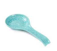 Ceramic Spoon Rest, 9 Inches Large Spoon Holder for Kitchen Counter, Kitchen Accessories, Dishwasher Safe, Turquoise