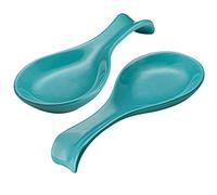 Ceramic Spoon Rest, by Kook, Spoon Rest for Stovetop, Kitchen Decor, Farmhouse Kitchen Decor, Ladle, Utensil Holder, Dishwasher Safe, for Home and Coffee Bar Accessories, Set of 2 (Aqua)