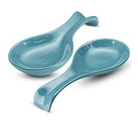 Ceramic Spoon Rest, by Kook, Spoon Rest for Stovetop, Kitchen Decor, Farmhouse Kitchen Decor, Ladle, Utensil Holder, Dishwasher Safe, for Home and Coffee Bar Accessories, Set of 2 (Teal Blue)