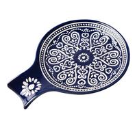 Ceramic Spoon Rest, Cooking Spoon Holder for Kitchen Counter/Stove Top/Dining Table Modern Farmhouse Decorative, Large, Blue