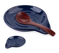 Ceramic Spoon Rest for Kitchen, Heat Resistant Spoon Holder for Stove Top, Cooking Spoon Holder for Utensils Spatula, Ladle, Tongs, Dishwasher Safe, Blue (5 Inch)
