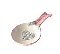 Ceramic Spoon Rest for Stove Top,Cooking Large Spoon Holder for Kitchen Counter/Stove Top/Dining Table, Modern Farmhouse Decor,Pink White