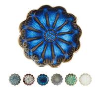 Ceramic Spoon Rest for Stove Top, Flower Cute Spoon Rest for Kitchen Counter, Cooking Spoon Holder for Kitchen Counter, Utensil Rest Spatula Rest Ladle Holder Tong Rest, 1 PC (Retro Sapphire)