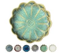 Ceramic Spoon Rest for Stove Top, Flower Cute Spoon Rest for Kitchen Counter, Cooking Spoon Holder for Kitchen Counter, Utensil Rest Spatula Rest Ladle Holder Tong Rest, 1 PC (Retro, Crystal Green)