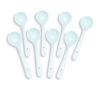Ceramic Spoons Set of 8, Ceramic Chinese Soup Spoon, Asian Soup Spoons, Blue Japanese Spoon Large for Ramen Pho Wonton Dumpling Miso, Deep Oval Hook Design (8, Blue)