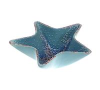 ceramic Starfish Bowl/Dish - BLUE Glaze - Distressed / Weathered Look - for Pot pourri, Shells, Bathroom Ornament/Decor - 16cm