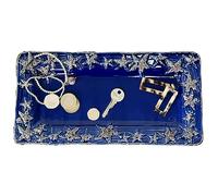 Ceramic Starfish Tray Blue Rectangle Serving Platter Nautical Plate Home Decor