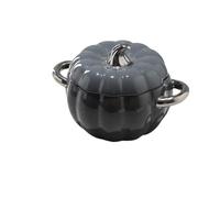 Ceramic Stew Pot With Lid And Double Handle Multi-functional Pumpkin Kitchen Soup Bowl Utensils For Braising(Dark Gray)