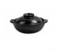 Ceramic Stock Pot with Lid, Heat Resistant Clay Pot for Cooking Bibimbap Bowl - Sturdy Earthen Pot with Side Handle for Soup, Rice and Stews, Sizzling Korean Stone Bowl - 30 oz,C,Black