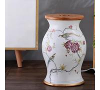 Ceramic Storage Bird Flower Garden Stool, Glazed Practical Decorative Ceramic Garden Stool Chinese Drum Frame, Multifunctional Household Furniture for Indoor Daily Shoe Changing Arrangement