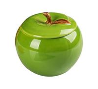 Ceramic Storage Jar With Lid - Apple Design Green Coffee Tea Canister Style A for Stationery, Candy, Snacks, Spices, Beads, Jewellery, Paper Clips
