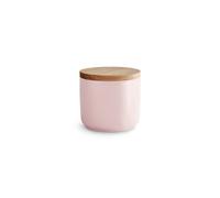 Ceramic Storage Jar with Wooden Lid Sweet Scandi, Air-Tight Rubberwood Lid, Storage Container - 1x Pink 10,1 x 9,3 cm